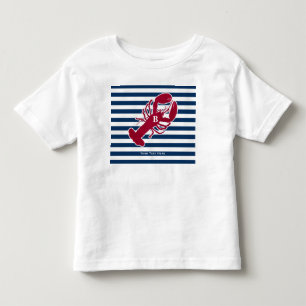 Nautisk röd rand för vit för hummerMonogramblå T-shirt