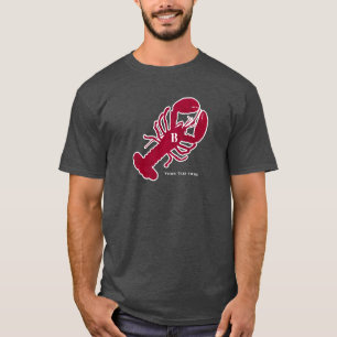 Nautisk röd rand för vit för hummerMonogramblå T-shirt