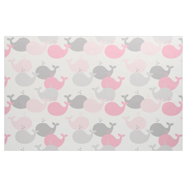 Nautisk Rosa Grått Whale Ocean Animals Sea Life Tyg (Fat Quarter)