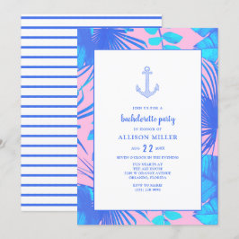 Nautisk Rosa och Blue Bachelorette Party Inbjudningar