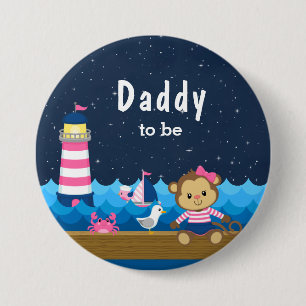 Nautisk Rosa och marin pappa att vara Knapp