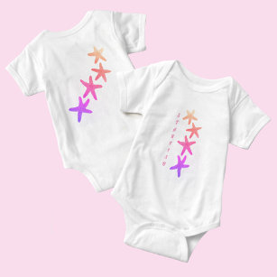 Nautisk Rosa Ombre Starfish White Baby Bodykostym T Shirt
