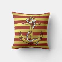 Nautisk rostig guldankare/navy röd rand