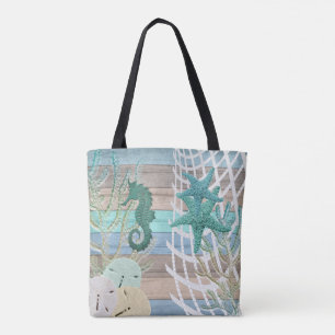 Nautisk Seahorsestranddesign Tygkasse