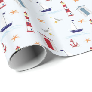 Nautisk segelbåt ankare havstrut fyr havet presentpapper