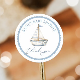 Nautisk segelbåt baby shower dekal runt klistermärke