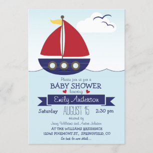 Nautisk segelbåt, Ocean Baby Shower eller Sprinkle Inbjudningar