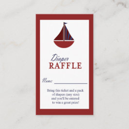 Nautisk segelbåt Red & Blue Diaper Raffle Biljett Tilläggskort
