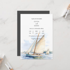 Nautisk segelbåt Regatta vid Serene Ocean, Bröllop Inbjudningar