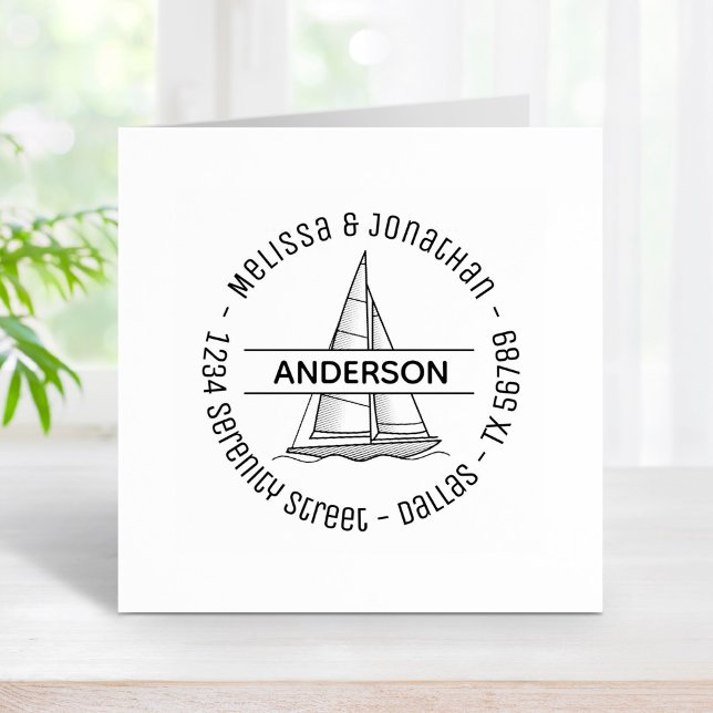 Nautisk segelbåt Yacht Round Adress 2 Stämpel (Skapare uppladdad)