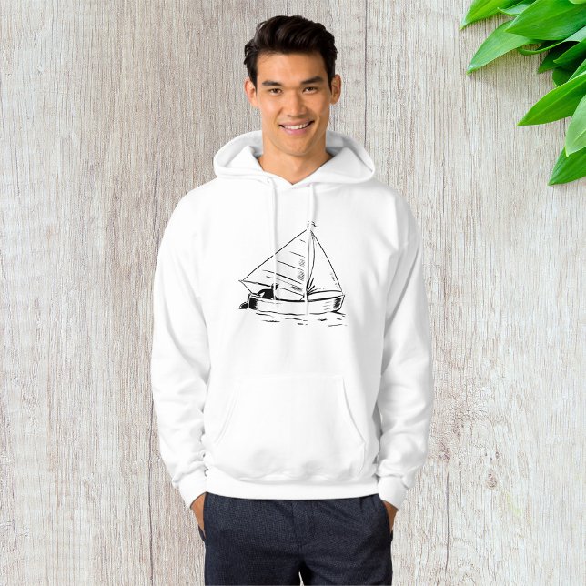 Nautisk segelbåts skiss vit bläck ocean hoodie (Skapare uppladdad)
