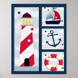 Nautisk segeldesign Poster