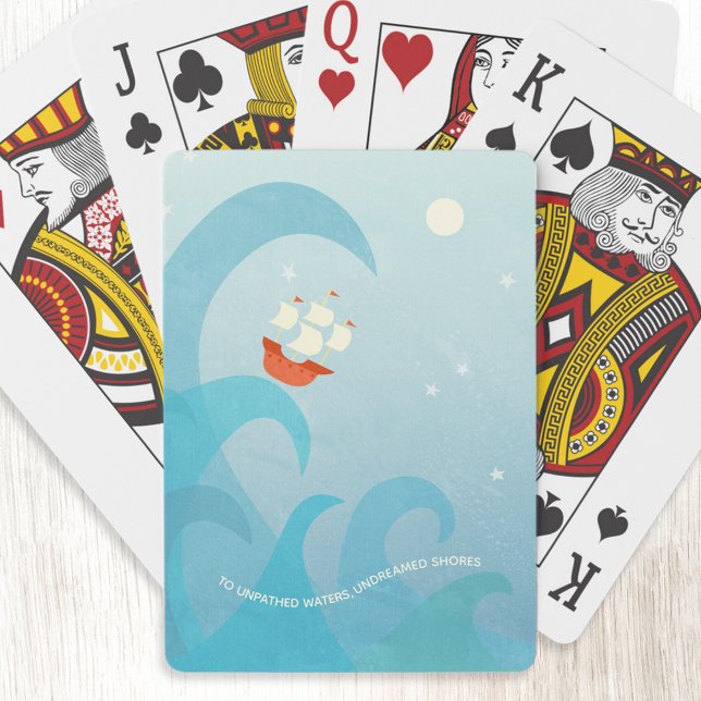 Nautisk segelnota för båtkonst casinokort (Sailing boat nautical Shakespere quote art playing cards)
