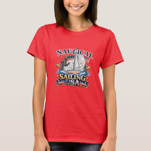 Nautisk Segling Ocean Ankare Båt Grafik Kvinnors T Shirt
