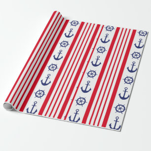 Nautisk segling Rött vitt blått Rand Boat Anchor Presentpapper