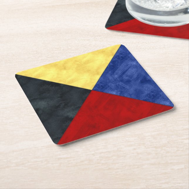 Nautisk signalsjö - Flagga för vattenfärg Underlägg Papper Kvadrat (Vinklad)