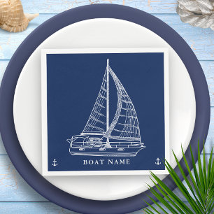 Nautisk sjöbåt Anchor Navy Blue Boat Namn Pappersservett