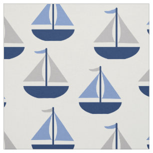 Nautisk sjöbåt Blue Grått Tyg