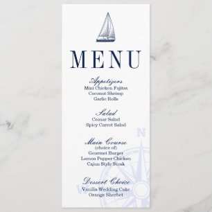 Nautisk sjöbåt Bröllop Menu Meny