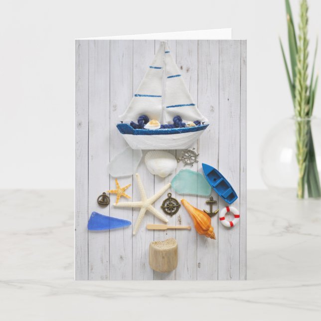 Nautisk sjöbåt Julgran Helgdag Kort (Framsida)