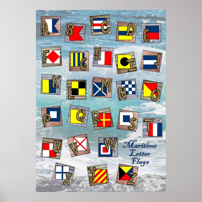 Nautisk sjöfart Brev Flaggor Poster (Framsidan)