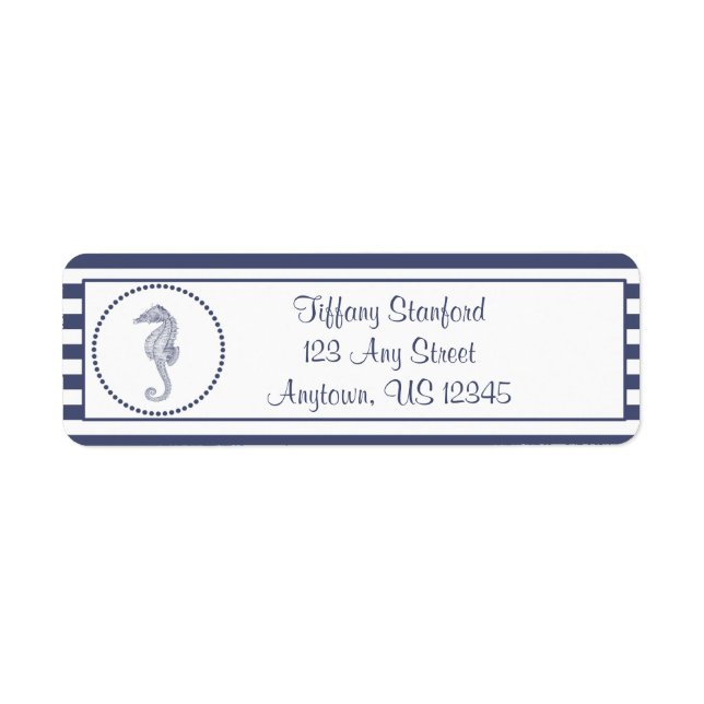 Nautisk sjöhäst | PERSONLIG Returadress Etikett (Framsidan)