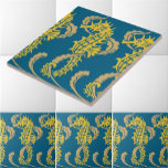 Nautisk sjöhästhäst i Art nouveau Ocean Beach Kakelplatta<br><div class="desc">Det här är ett digitalt utökat tryck som härletts ur en vintage med 1900 art nouveau-sidokörning. Du kan anpassa färgen.</div>