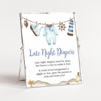 Nautisk sjöman Ahoy Baby Shower Late Night Diaper