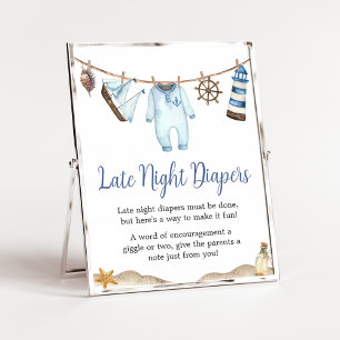 Nautisk sjöman Ahoy Baby Shower Late Night Diaper Poster
