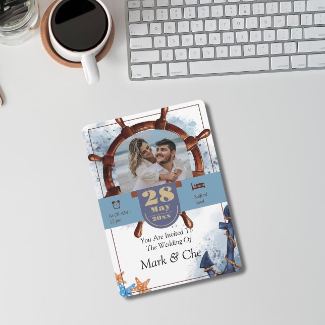 Nautisk Snyggt Bröllop Inbjudningar (Skapare uppladdad)