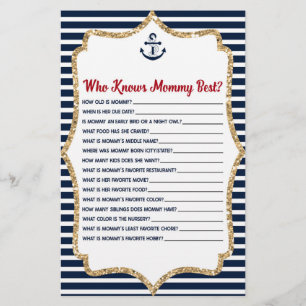 Nautisk som känner Mamma Baby Shower-spel Brevpapper