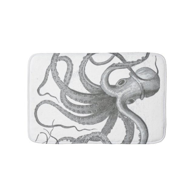 Nautisk steampunkbläckfiskvintage kraken dekoren badrumsmatta (Framsidan)