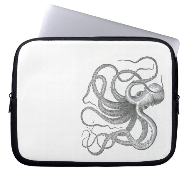 Nautisk steampunkbläckfiskvintage kraken laptop sleeve (Framsidan)
