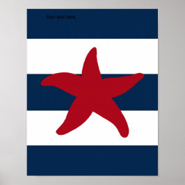 Nautisk stjärnfisk, röd, marin och vit poster