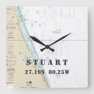 Nautisk Stuart FL frihetlängd kartlägger Fyrkantig Klocka