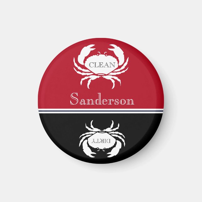 Nautisk svartvit diskmaskin ren smutsig morsa magnet (Framsidan)