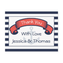 Nautisk Tack Blå Rand ankor Bröllop