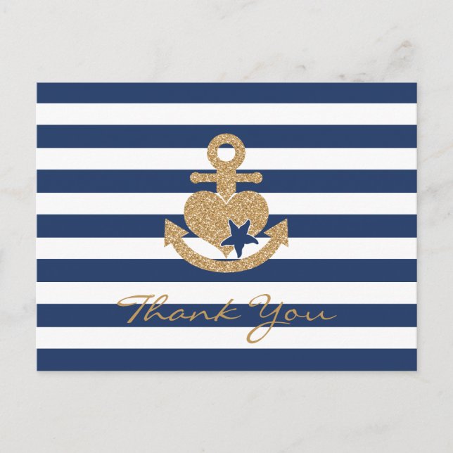 Nautisk Tack-vykort - flottan & Guld Vykort (Framsida)