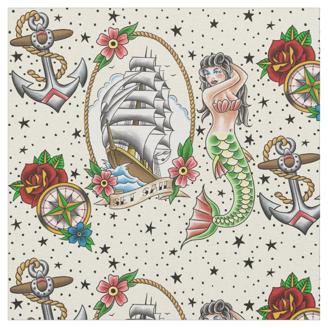 Nautisk tatuering tyg (Närbild)