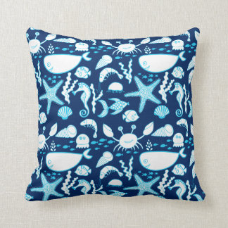 Nautisk Tecknad under Sea Cute Blue Kudde