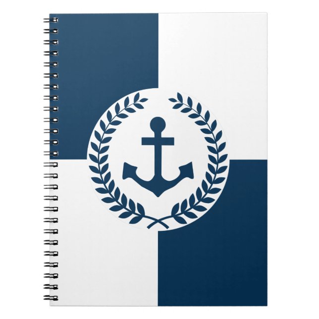 Nautisk tematisk design anteckningsbok med spiral (Framsidan)