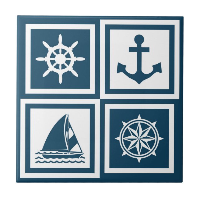 Nautisk tematisk design kakelplatta (Framsidan)