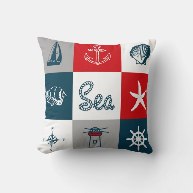 Nautisk tematisk design kudde (Framsida)
