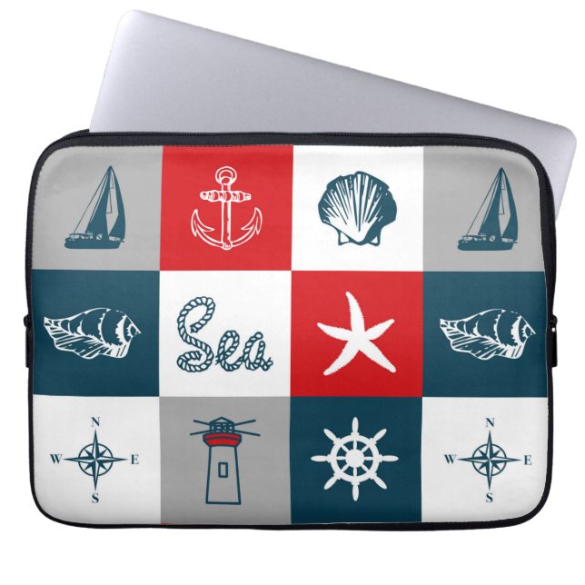 Nautisk tematisk design laptop fodral (Framsidan)