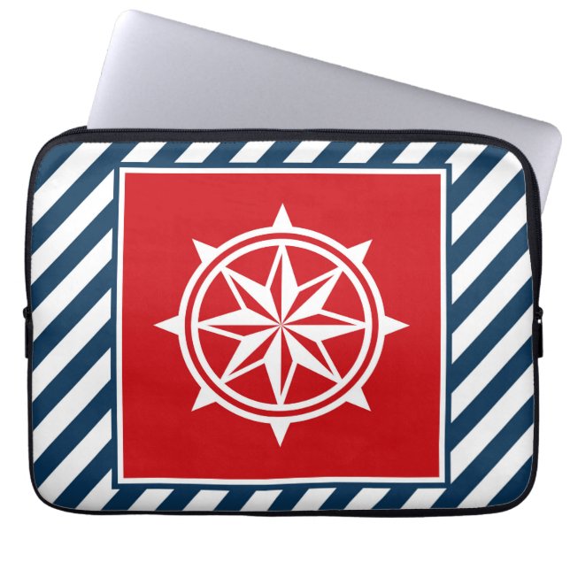 Nautisk tematisk design laptop sleeve (Framsidan)