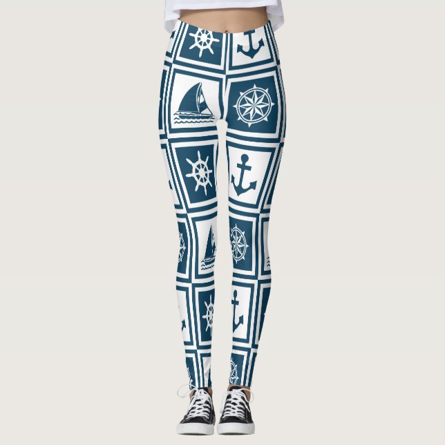 Nautisk tematisk design leggings (Framsida)