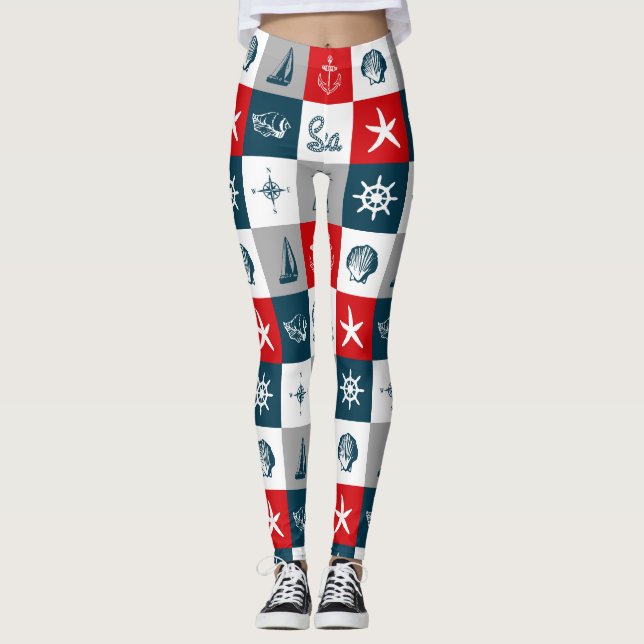 Nautisk tematisk design leggings (Framsida)