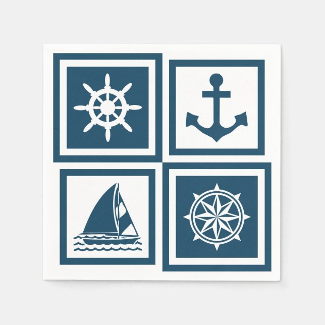 Nautisk tematisk design pappersservett (Framsidan)