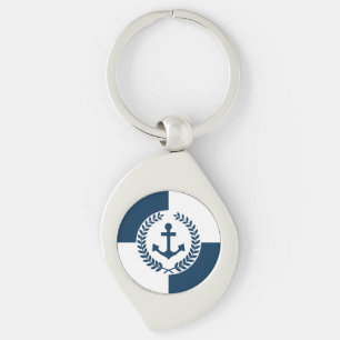 Nautisk tematisk design swirl silverfärgad nyckelring