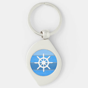 Nautisk tematisk design swirl silverfärgad nyckelring